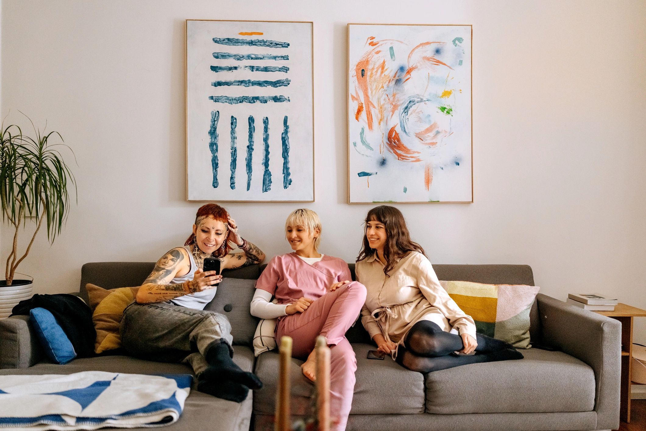 Friends spending time together and supporting each other at home